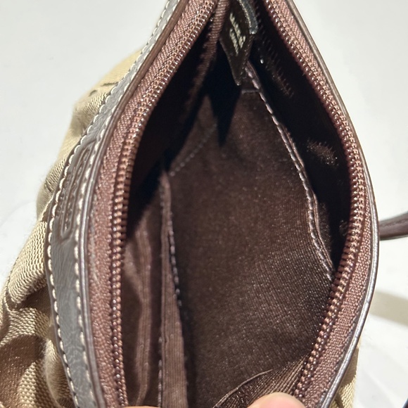 COACH Wristlet Brown Small Purse Signature Jacquard Pleated Monogram - Picture 11 of 14